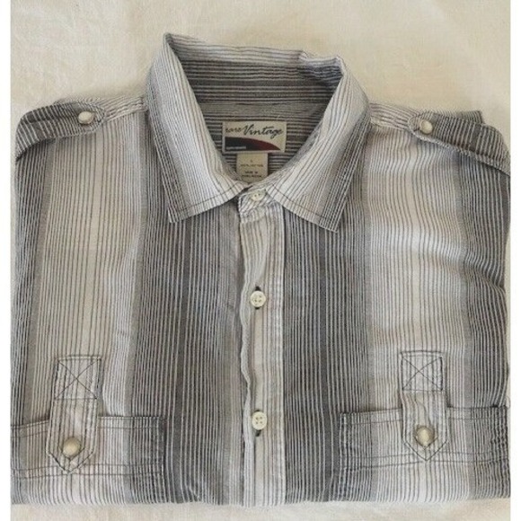 "Rare Vintage" Brand Men's Western Rodeo Shirt Grey Stripe Pearl Snaps Sz Large - Picture 3 of 12